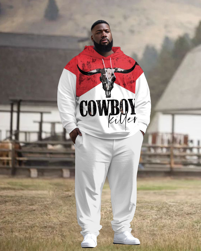 Big & Tall Western Graphic Hoodie Sweatpants Set for big men view 1