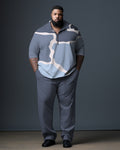 Big & Tall Blue Camouflage Polo Pants Set for big men view 1