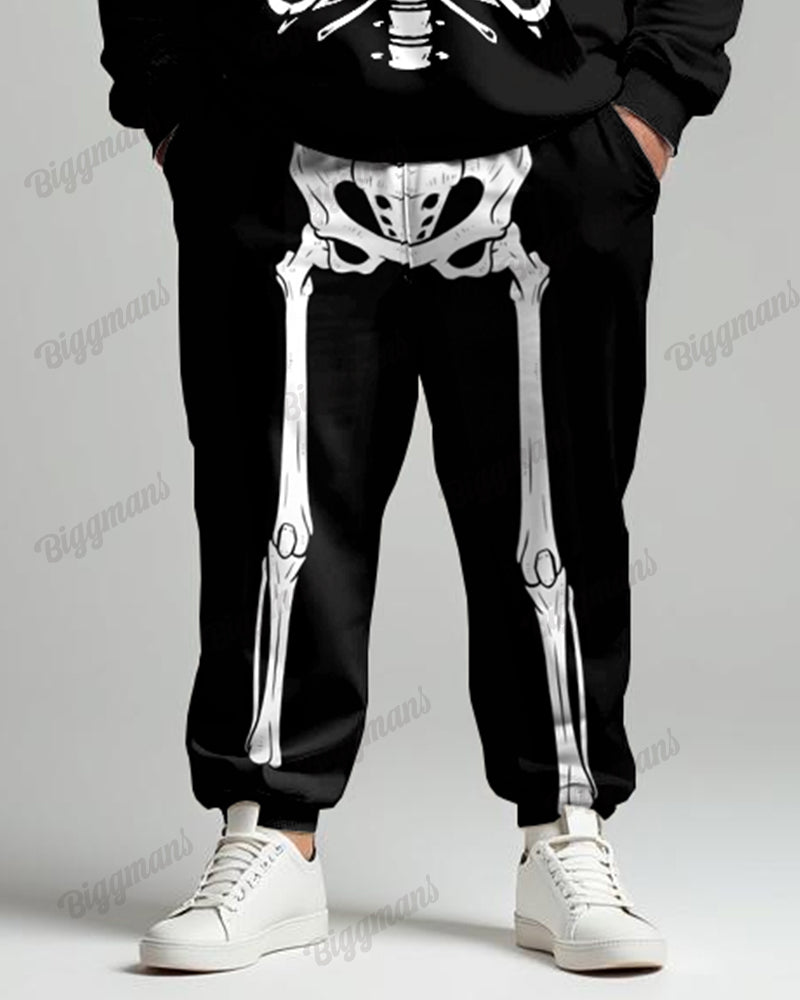 Big & Tall Graphic Skull Hoodie Sweatpants Set for big men view 3