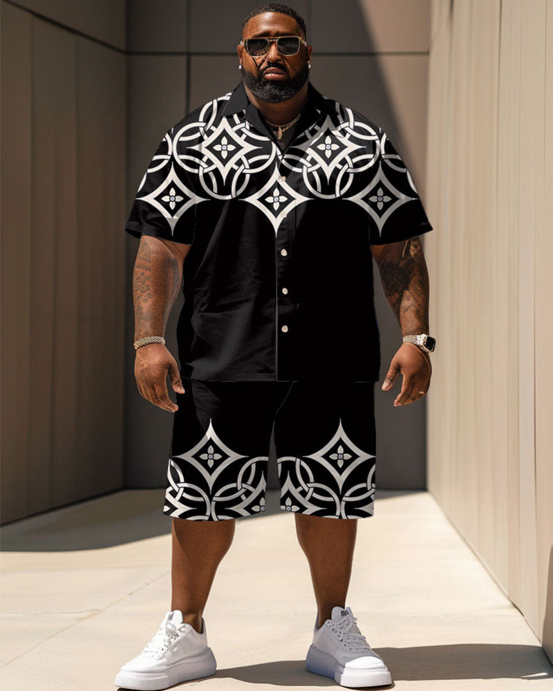 Big & Tall Black Geometric Graphic Jeans for big men view 1