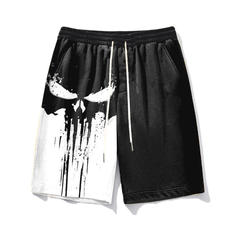 Big & Tall Colorblock Skull Athletic Shorts for big men