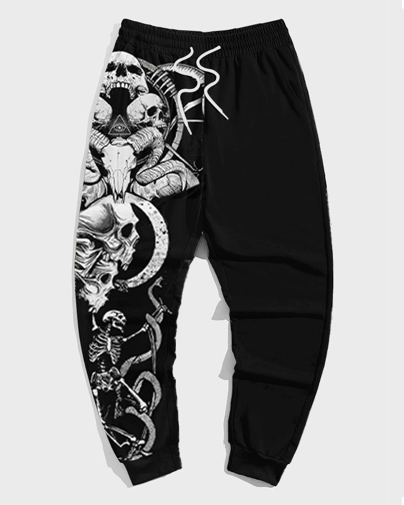 Big & Tall Skull Hoodie Sweatpants Set for big men view 3
