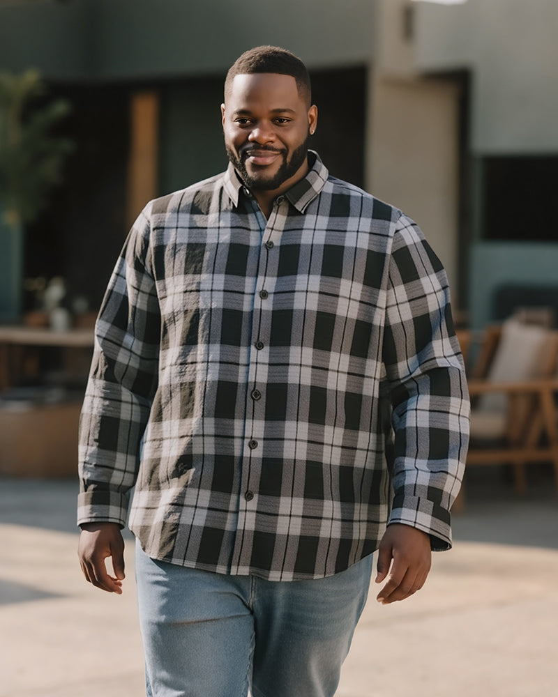 Big & Tall Black Plaid Jeans for big men view 1