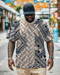 Big & Tall Khaki Colorblock Geometric T-Shirt for big men view 1