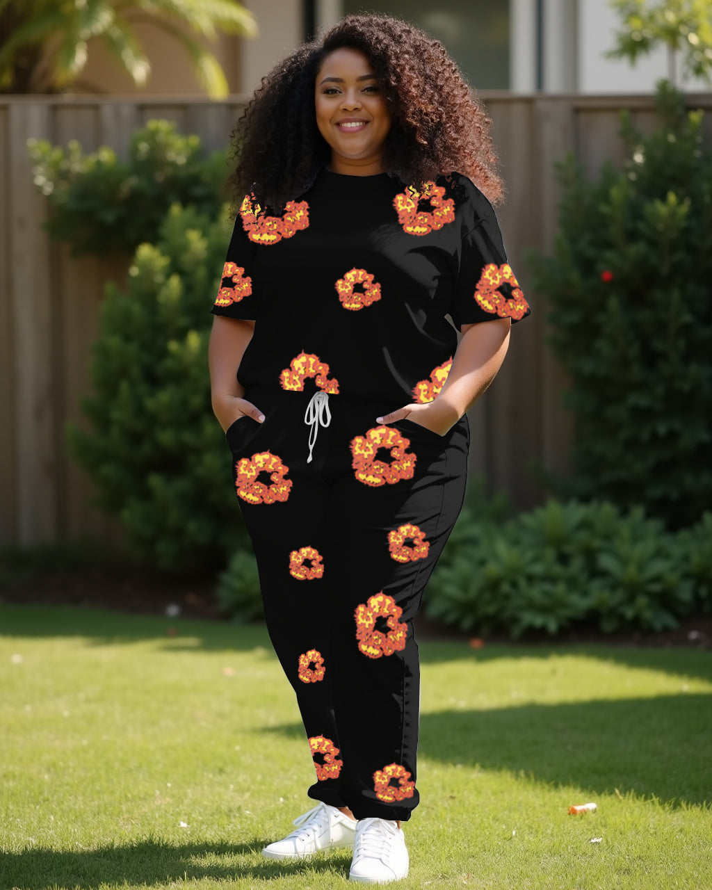 Big & Tall Floral T-Shirt Pants Set for big men view 2