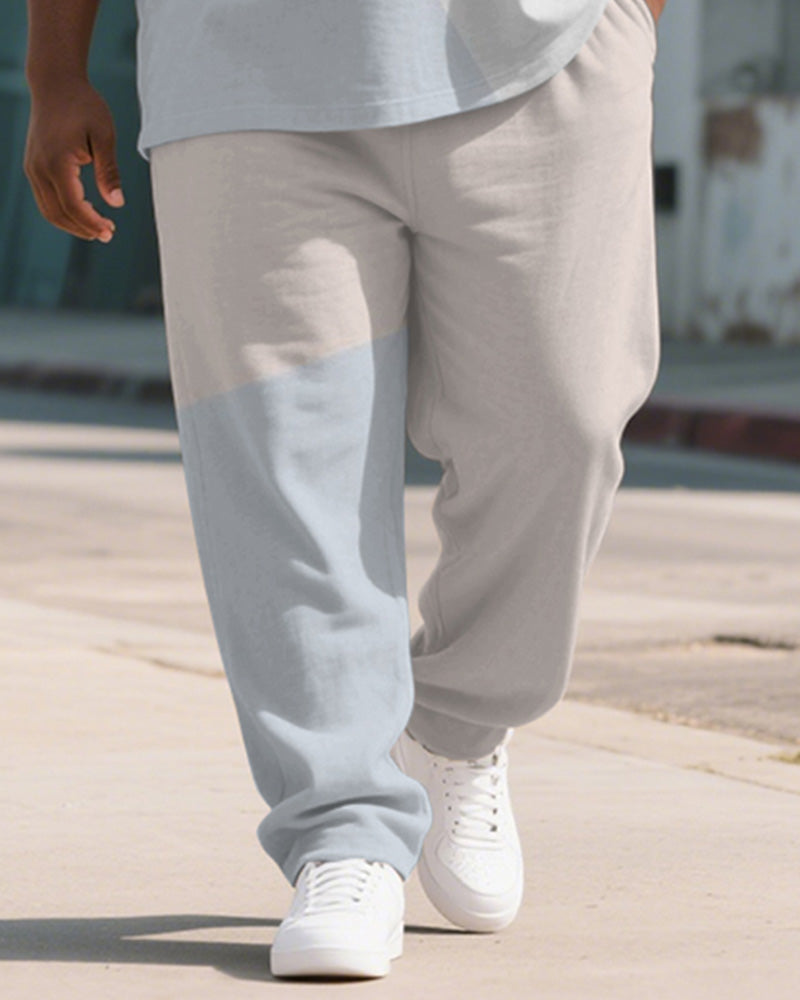 Big & Tall Blue Colorblock T-Shirt Pants Set for big men view 3