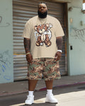 Big & Tall Graphic Camouflage T-Shirt Shorts Set for big men view 2