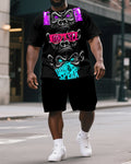 Big & Tall Colorblock Graphic T-Shirt Shorts Set for big men view 1