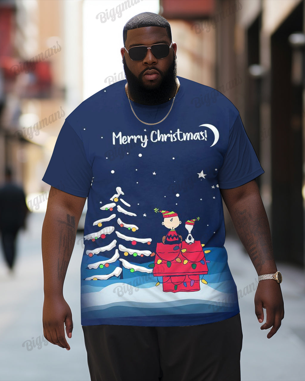 Big & Tall Streetwear T-Shirt Shorts Set for big men view 2