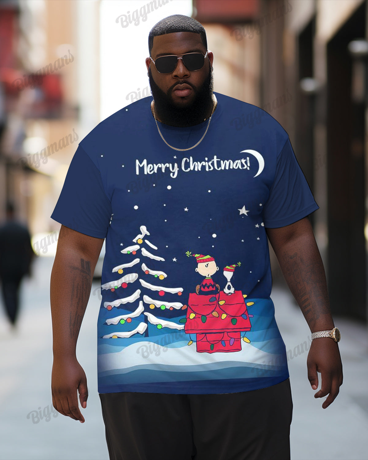 Big & Tall Streetwear T-Shirt Shorts Set for big men view 2