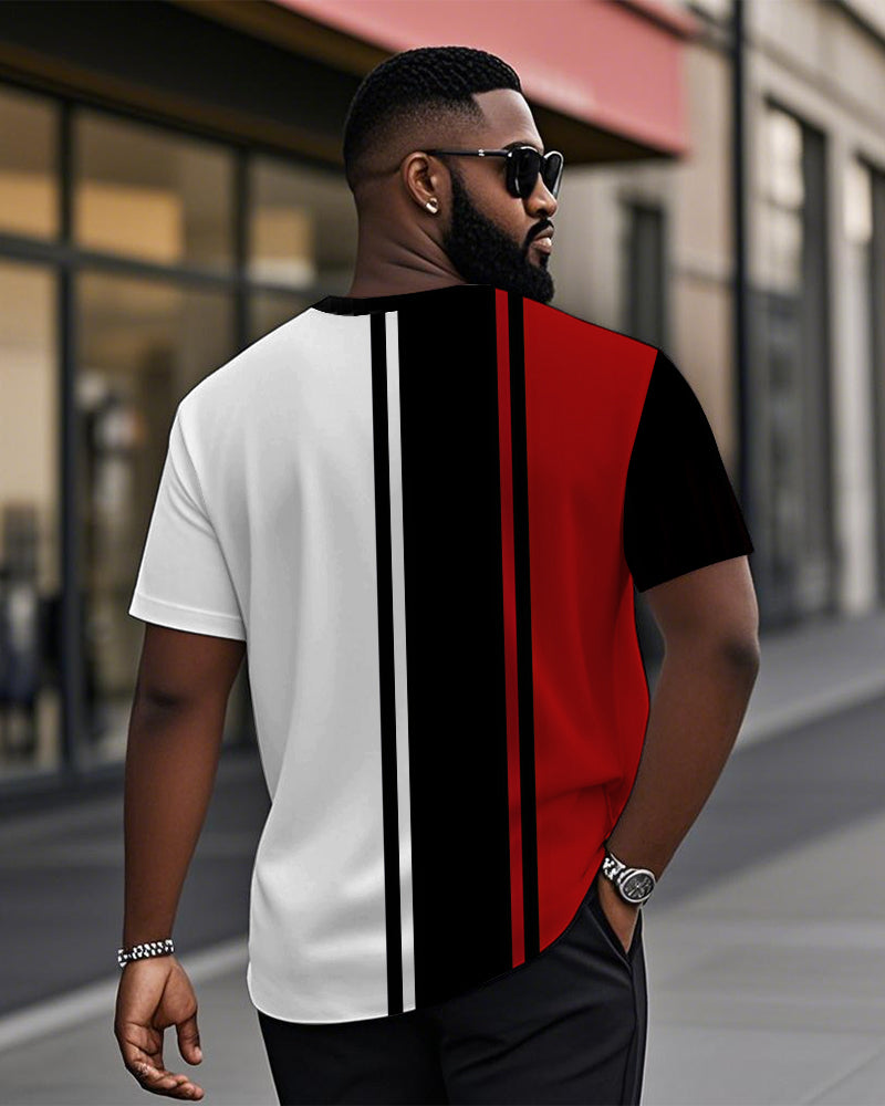 Big & Tall Black Red Colorblock T-Shirt for big men view 2