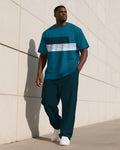 Big & Tall Colorblock Gradient T-Shirt Pants Set for big men view 1