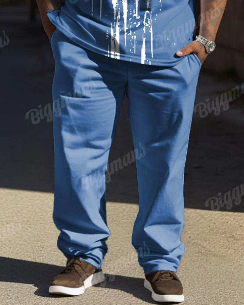 Big & Tall Graphic Graffiti T-Shirt Pants Set for big men view 11