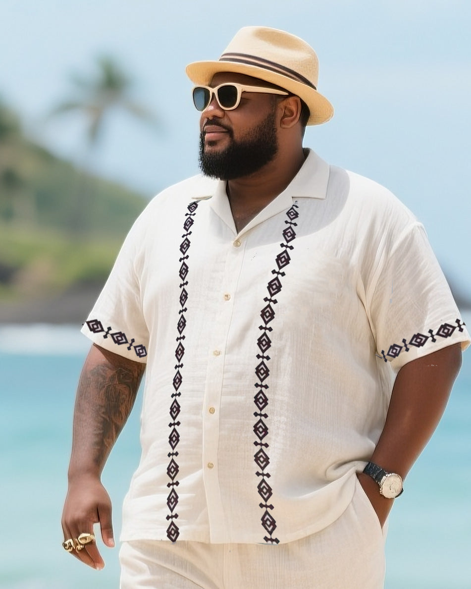 Big & Tall Striped T-Shirt Shorts Set for big men view 2