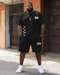 Big & Tall Graphic Streetwear T-Shirt Shorts Set for big men view 2