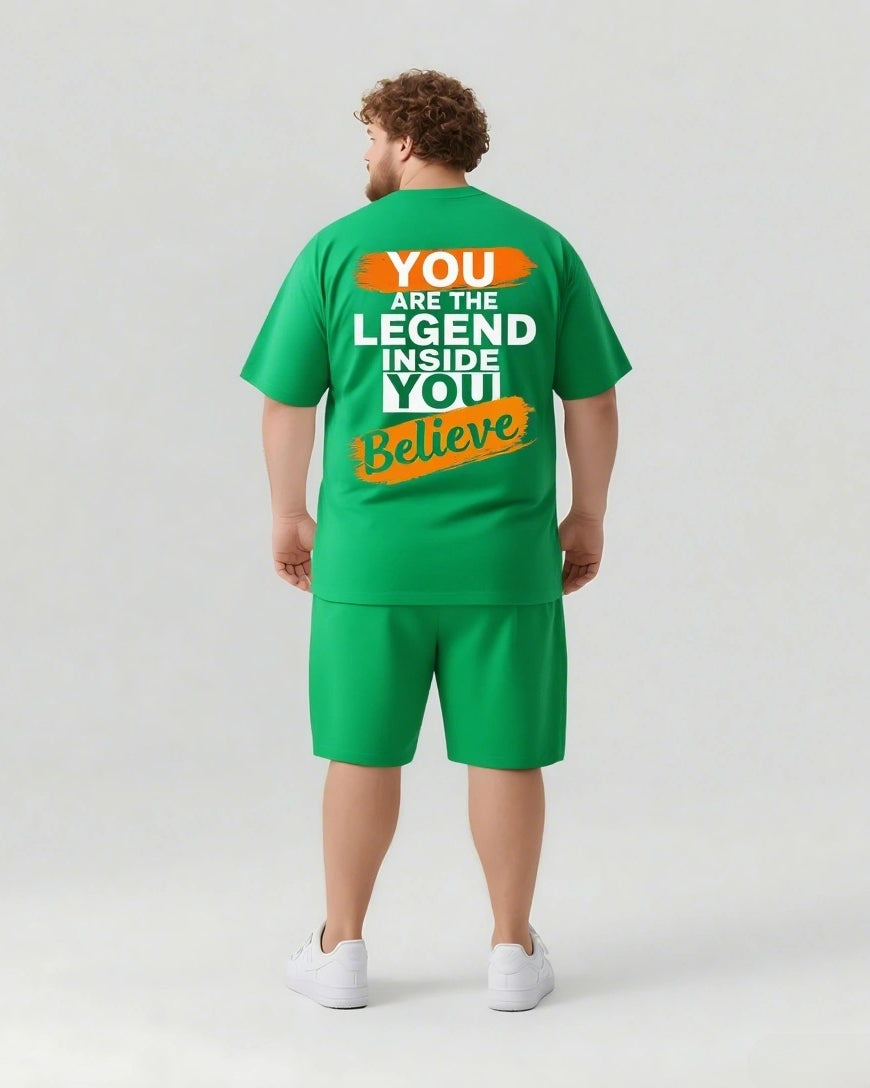 Big & Tall Graphic Streetwear T-Shirt Shorts Set for big men view 9