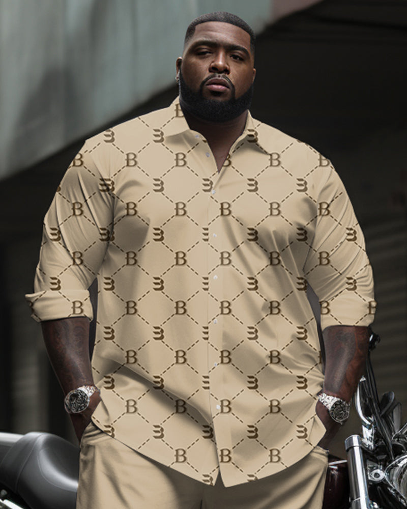 Big & Tall Graphic Business Casual T-Shirt Pants Set for big men view 2