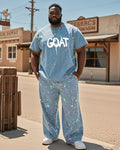 Big & Tall Denim Splash Ink T-Shirt Pants Set for big men view 1