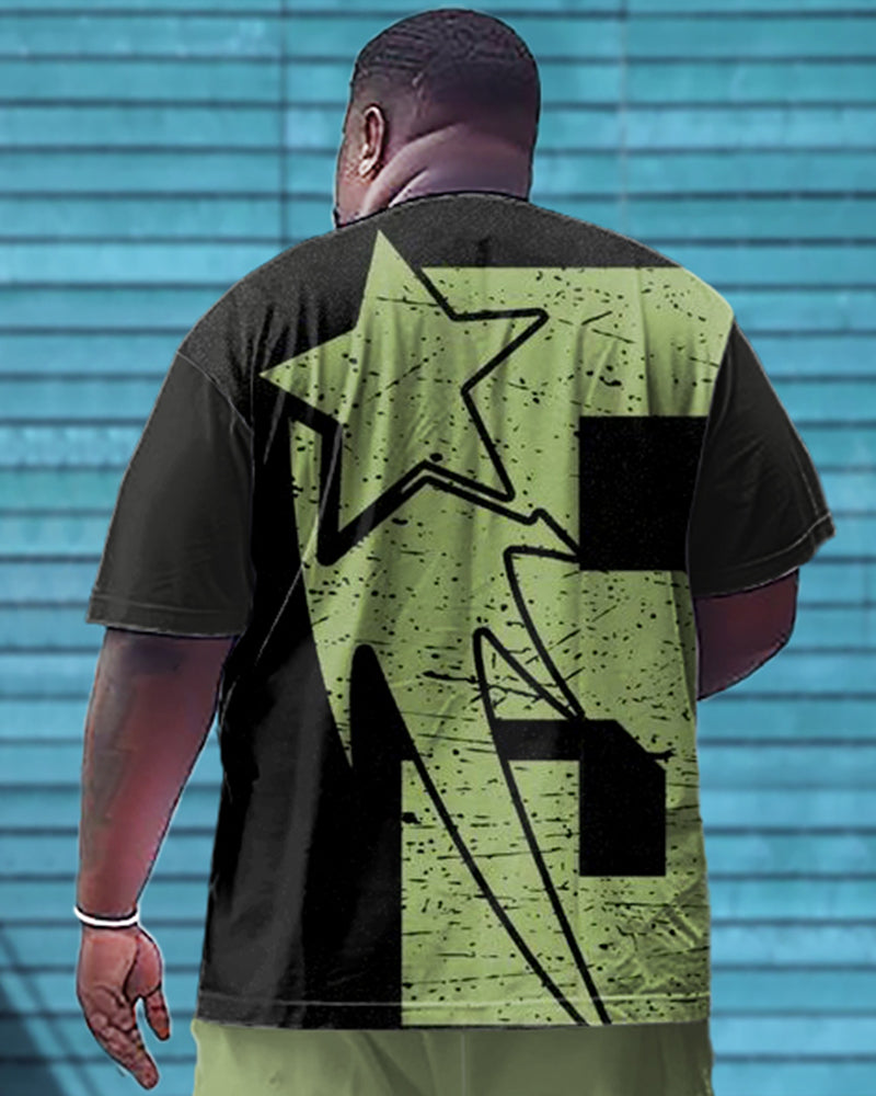 Big & Tall Graphic Streetwear T-Shirt Shorts Set for big men view 4