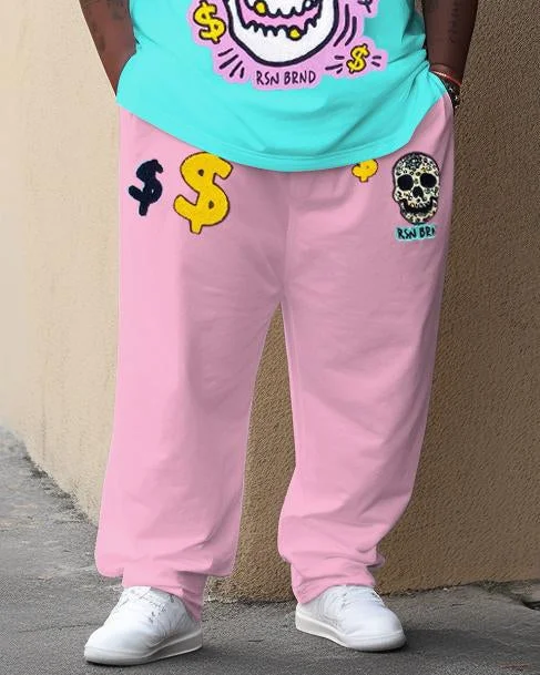 Big & Tall Graffiti Skull T-Shirt Pants Set for big men view 3