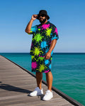 Big & Tall Hawaiian Splash Ink T-Shirt Shorts Set for big men view 1
