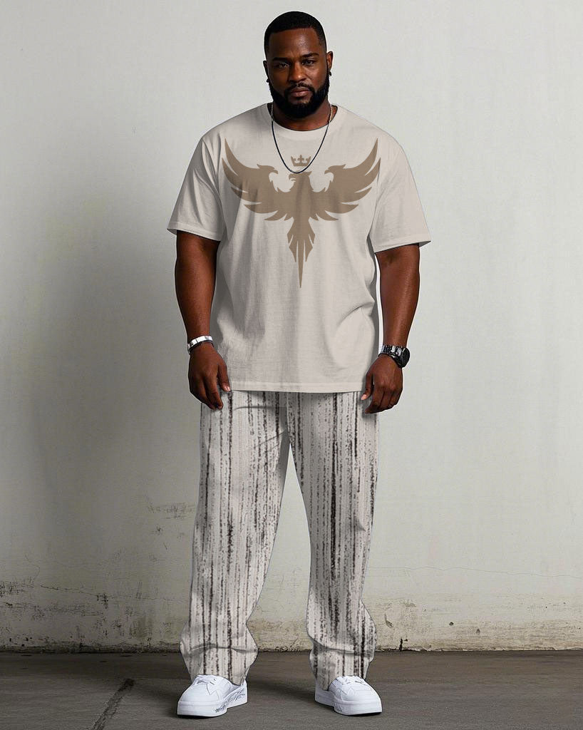 Big & Tall Colorblock Streetwear T-Shirt Pants Set for big men view 1