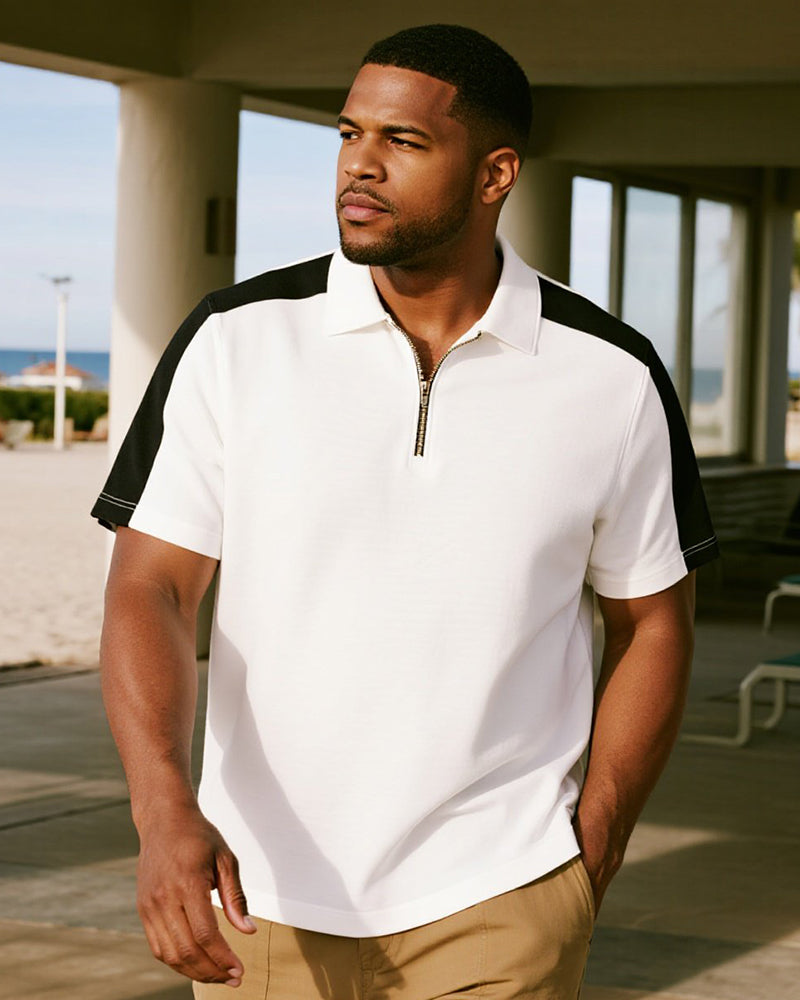 Big & Tall Black Colorblock Polo Shirt for big men view 1