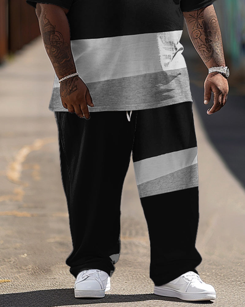 Big & Tall Colorblock Graphic T-Shirt Pants Set for big men view 3