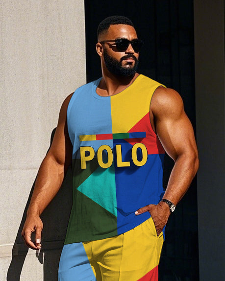 Big & Tall Graphic Vest Pants Set for big men view 2