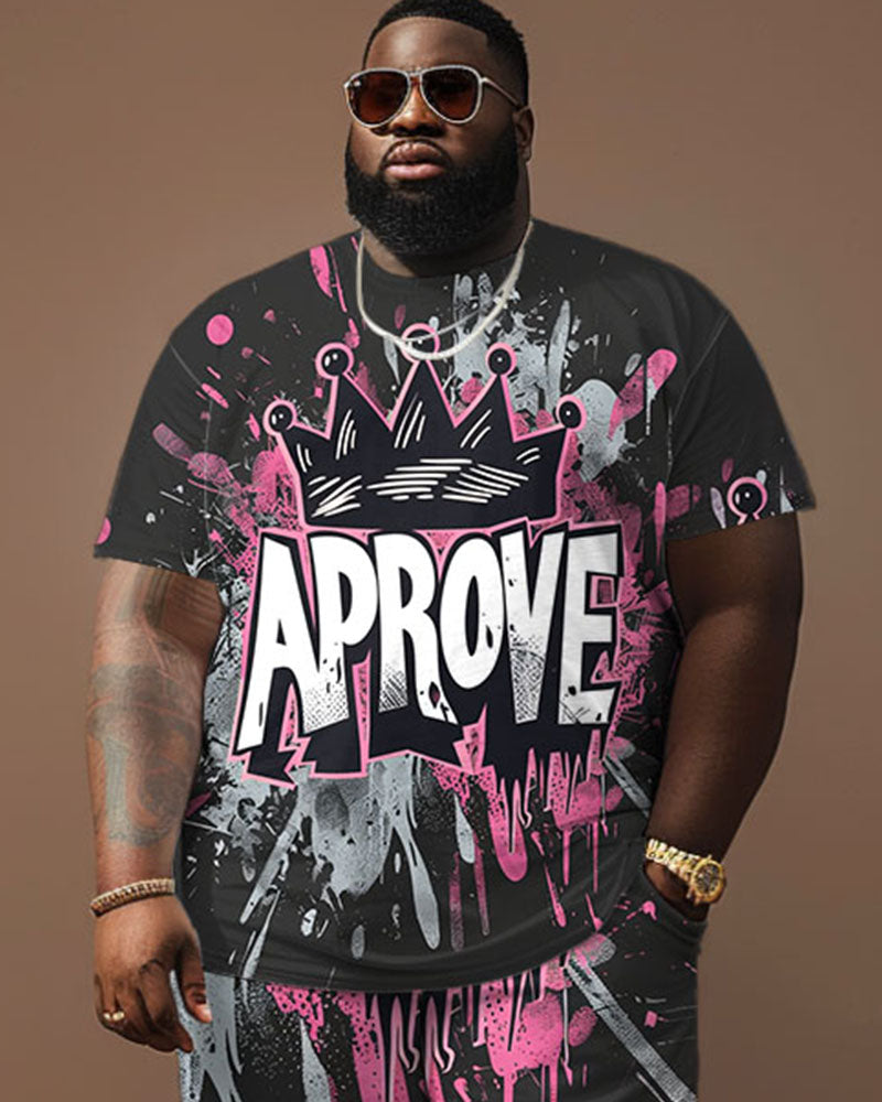 Big & Tall Graphic Graffiti T-Shirt Shorts Set for big men view 2