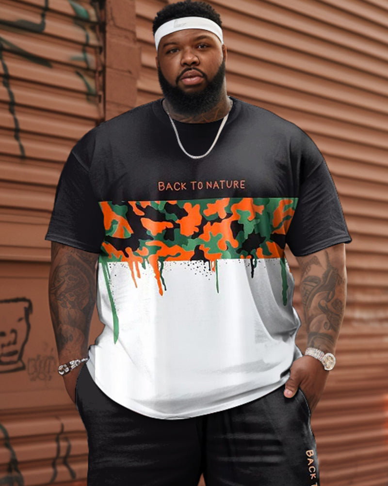 Big & Tall Graphic Camouflage Patchwork Two-piece Set for big men view 2