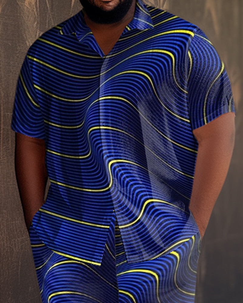 Big & Tall Blue Gradient T-Shirt Pants Set for big men view 2
