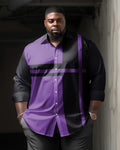 Big & Tall Purple Striped Long Sleeve Shirt for big men view 1