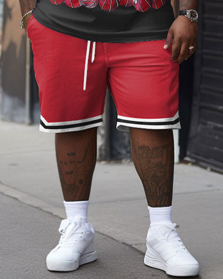 Big & Tall Graphic Streetwear T-Shirt Shorts Set for big men view 4