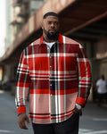 Big & Tall Red Colorblock Plaid Long Sleeve Shirt for big men