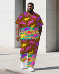 Big & Tall Graffiti Streetwear T-Shirt Pants Set for big men view 1