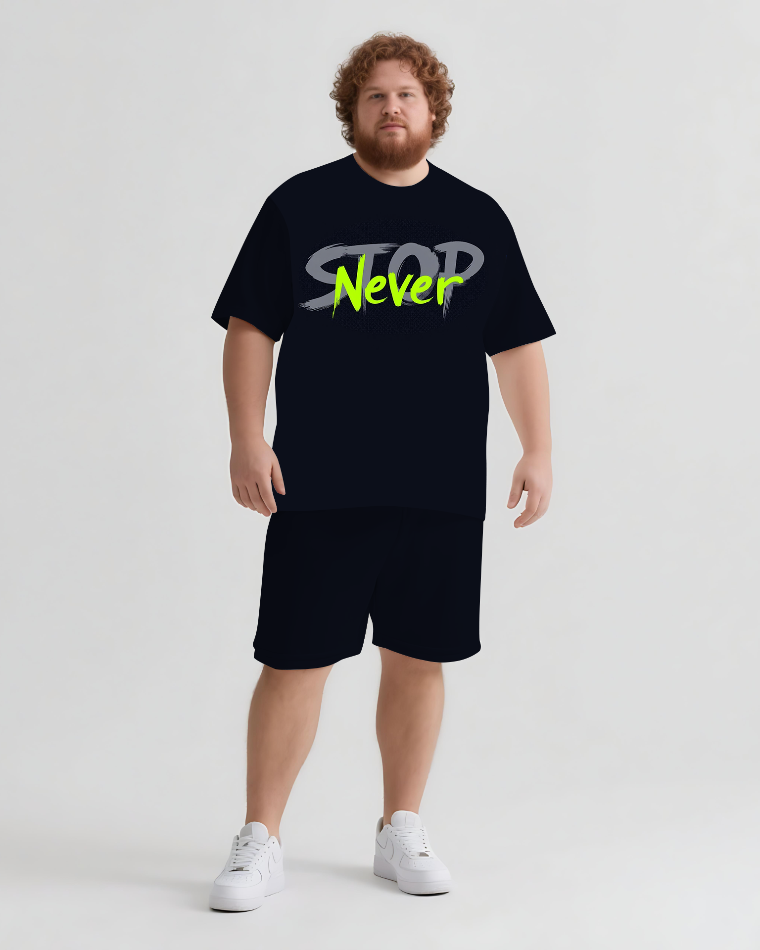 Big & Tall Graphic Streetwear T-Shirt Shorts Set for big men view 1