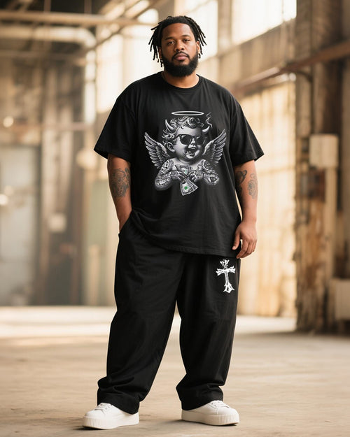 Big & Tall Graffiti T-Shirt Pants Set for big men view 1