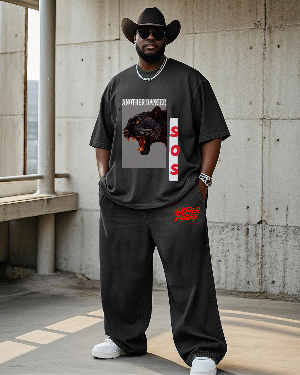 Big & Tall Graphic T-Shirt Pants Set for big men view 1