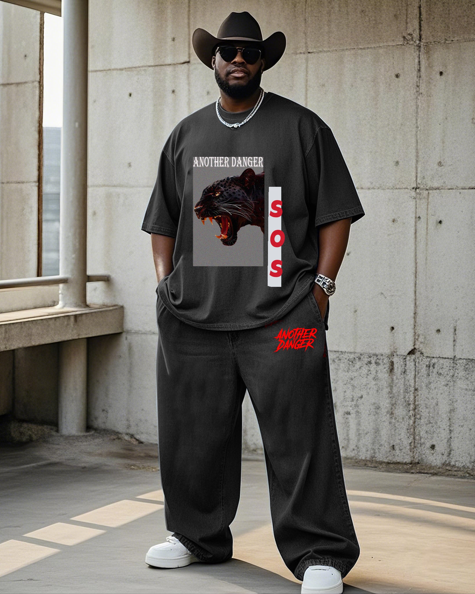Big & Tall Graphic T-Shirt Pants Set for big men view 1