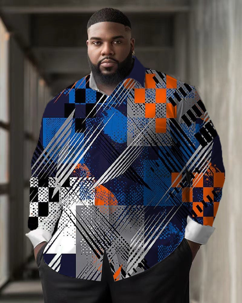 Big & Tall Plaid Shirt Pants Set for big men