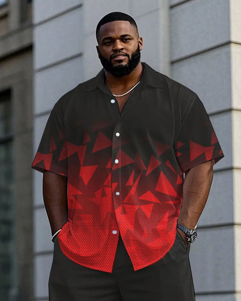 Big & Tall Black Red Gradient T-Shirt Pants Set for big men view 2