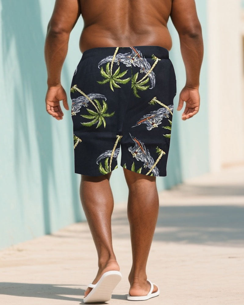 Big & Tall Black Hawaiian Pants for big men view 2