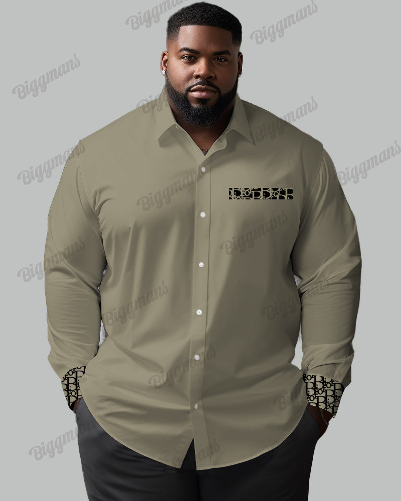 Big & Tall Patchwork Long Sleeve Shirt for big men view 3