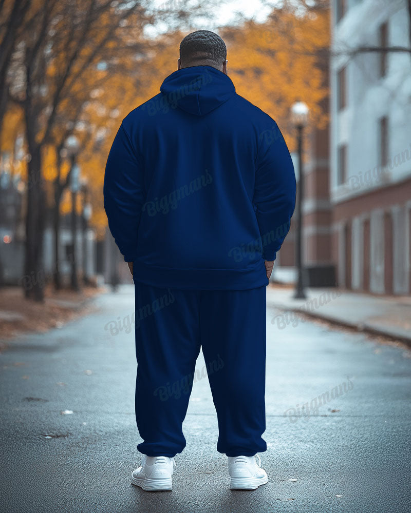 Big & Tall Blue Graphic Hoodie Sweatpants Set for big men view 2