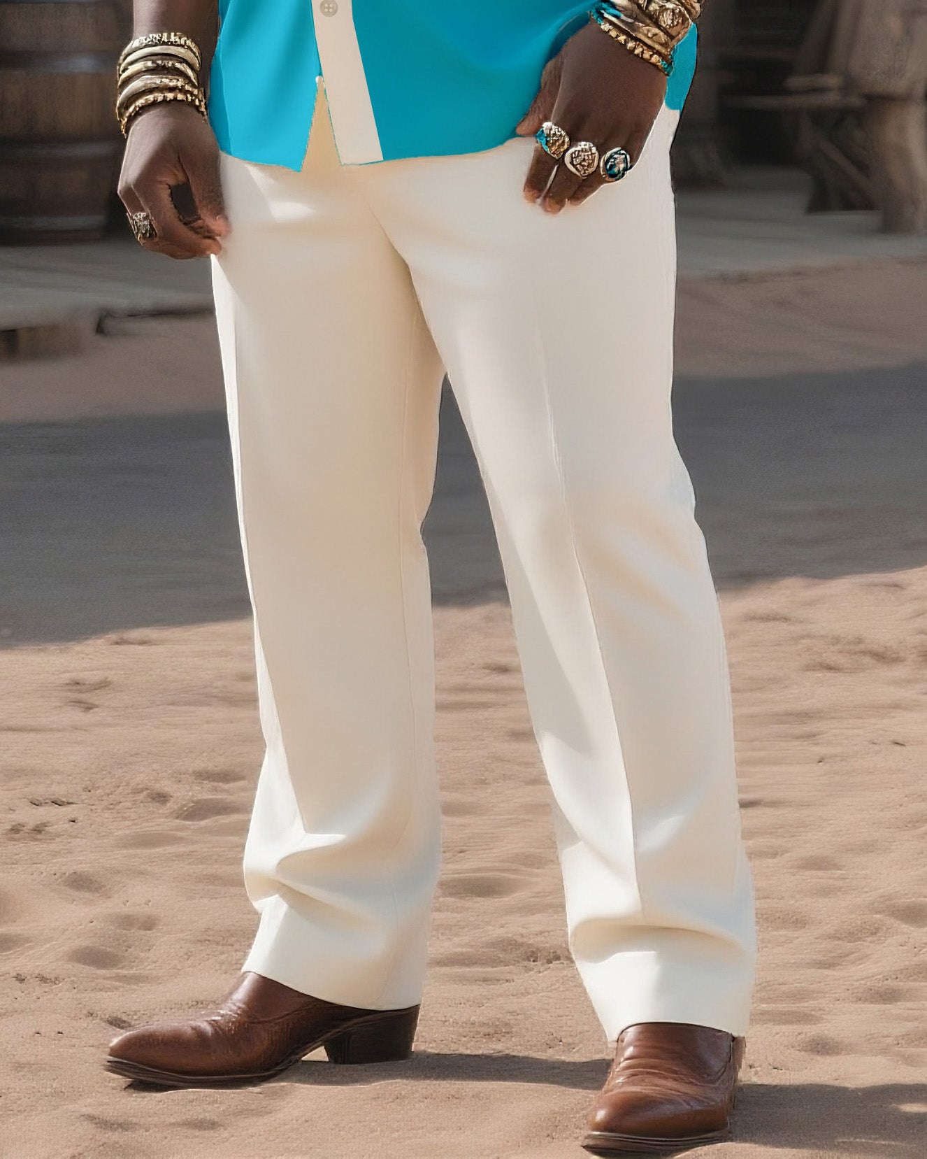 Big & Tall Western T-Shirt Pants Set for big men view 3