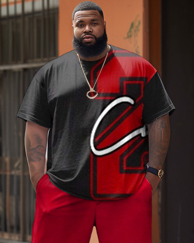 Big & Tall Graphic T-Shirt Shorts Set for big men view 2
