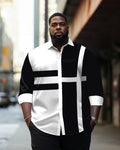 Big & Tall Colorblock Striped Long Sleeve Shirt for big men view 1