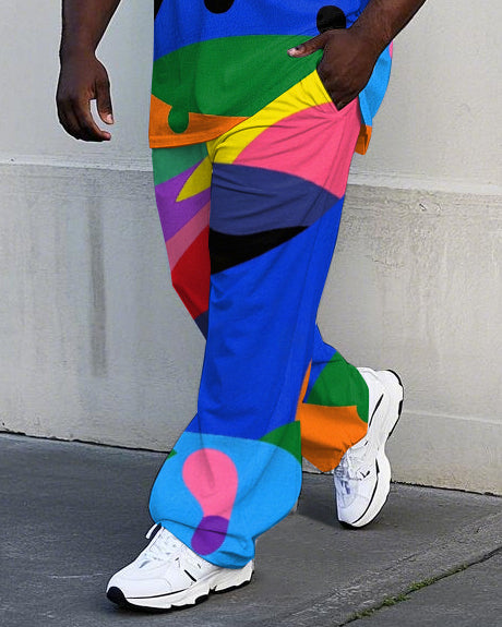 Big & Tall Geometric Graphic Vest Pants Set for big men view 3