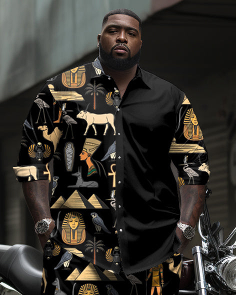 Big & Tall Graphic Patchwork T-Shirt Pants Set for big men view 3